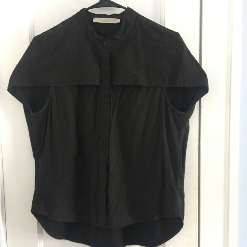 7115 by Szeki Black Capelet Shirt